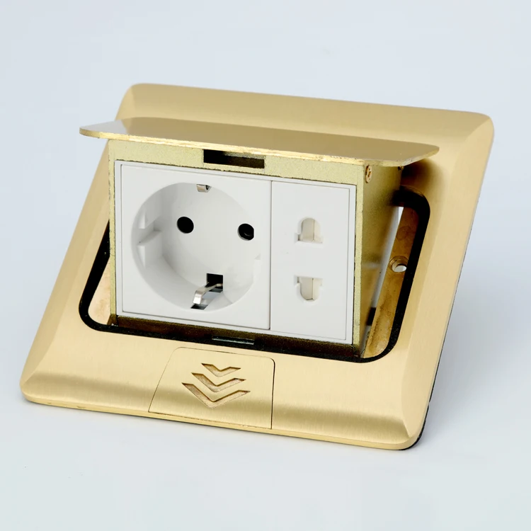 Custom copper pop-up USB charging module ground socket is embedded in the European standard power socket network floor socket