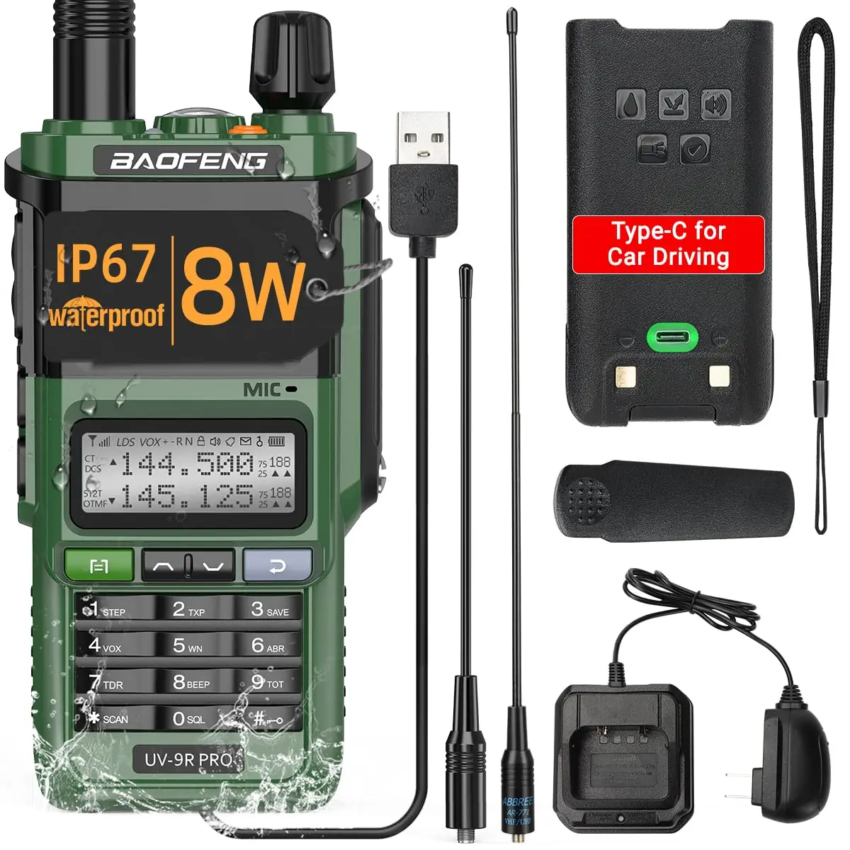 Baofeng UV-9R PLUS vhf uhf walkie talkie dual band ham radio 2024 hot sell Walkie Talkie Long Range Baofeng Uv-9r