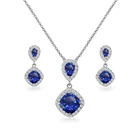 Blue Necklace Custom 925 Sterling Silver Jewelry Cushion Cut Blue Tanzanite Dangle Earrings Necklace Set