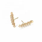 Stud Earrings Gemnel Custom Jewelry Brass 18k Gold Plated Mini Fishbone Diamond Paving Simple Stud Earrings