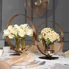 Wedding Decorative Round Metal Flower Wedding Vase With Candle Holder Glass For Table Centerpieces Wedding Decoration