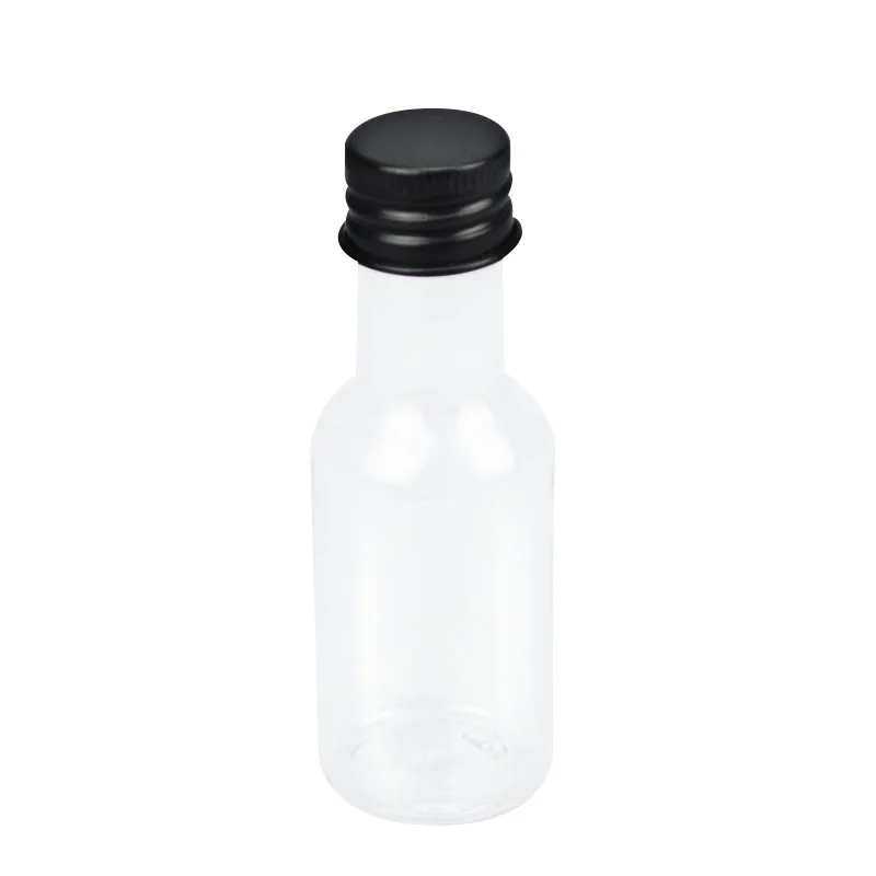 250ml wholesale plastic small wine bottle clear beverage bottle pet bottle with aluminum cap-25