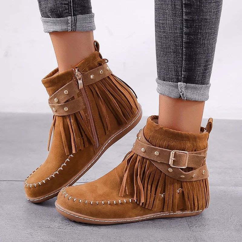 fringe snow boots