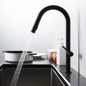 Stainless Steel 304 matte black finish high end Kitchen Water Faucet Mixer Tap pull out kitchen faucet