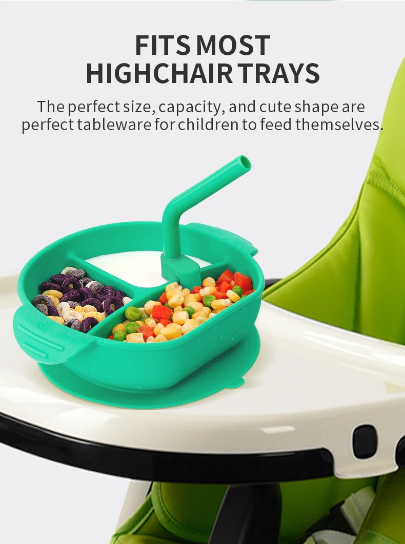 Custom Baby Feeding Bowl Set with Suction Cup Base Food Grade Non-Toxic BPA Free silicone baby bowl  for Toddlers