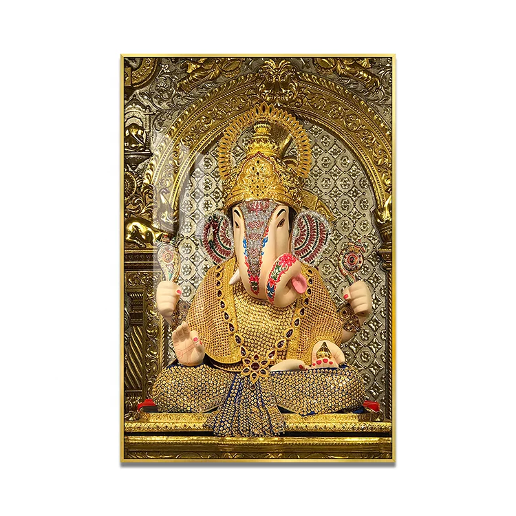 90cm handgemalt Lord Ganesha Ganapati Indien Elefant Buddha Wand Bild Gemälde 