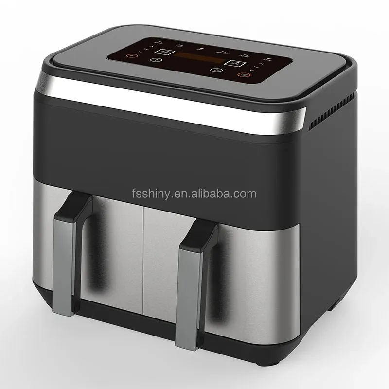 Stainless Steel Dual Basket Air Fryer With 8l Two Dual Zone 2 Basket