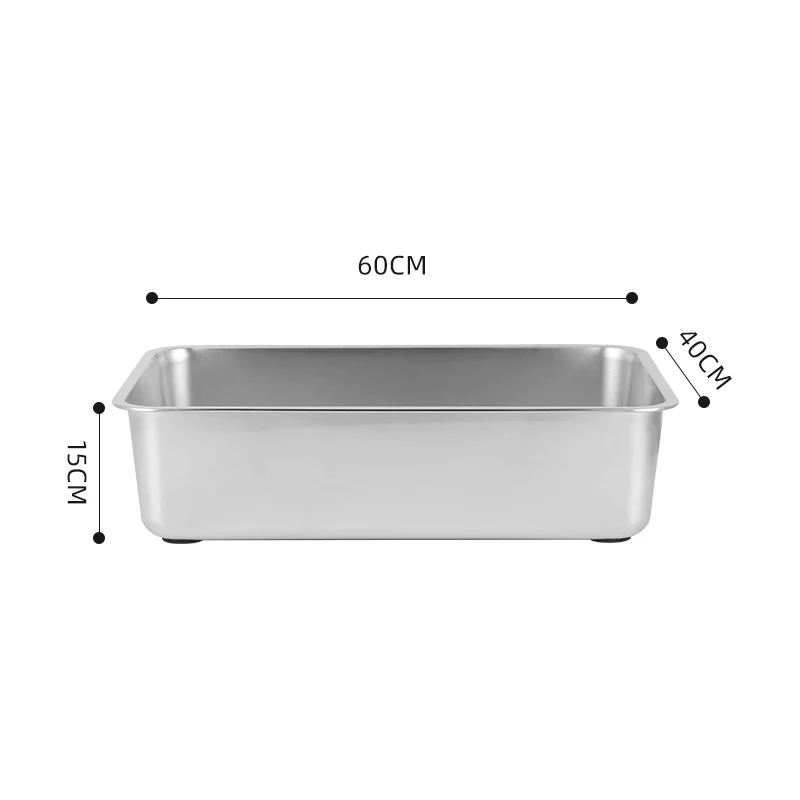 Stainless Steel Xl Litter Box Stainless Steel Cat Litter Box with Anti-slip Rubber for Manual Cleaning