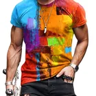 Mens Fashion Summer New Mens Fashion Casual Summer Print Series Simple O-neck T-shirt