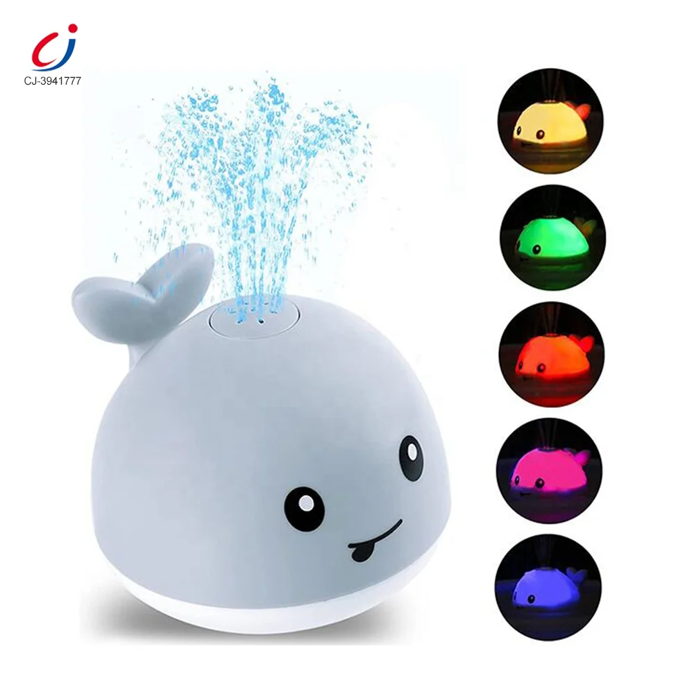 Chengji electric whales spray baby bath toy sprinkler bathtub animal whale bathroom shower water spray bath toys for kids