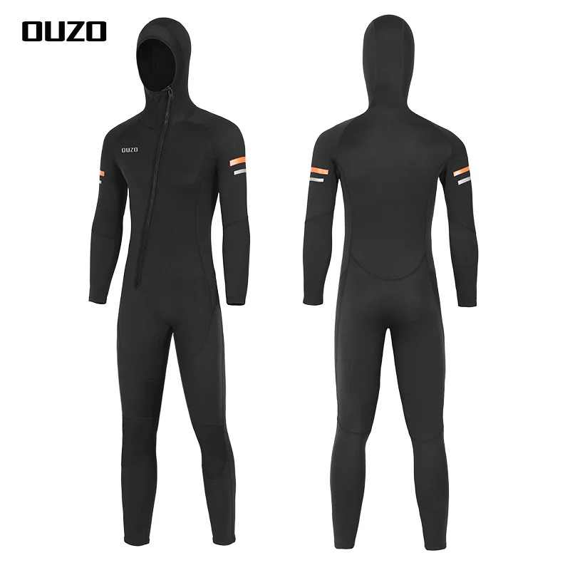 1.5mm Neoprene Smooth Skin Men Jellyfish Dive Snorkeling Swimsuit One-Piece Hooded Front Zipped Surfing Diving Wetsuit