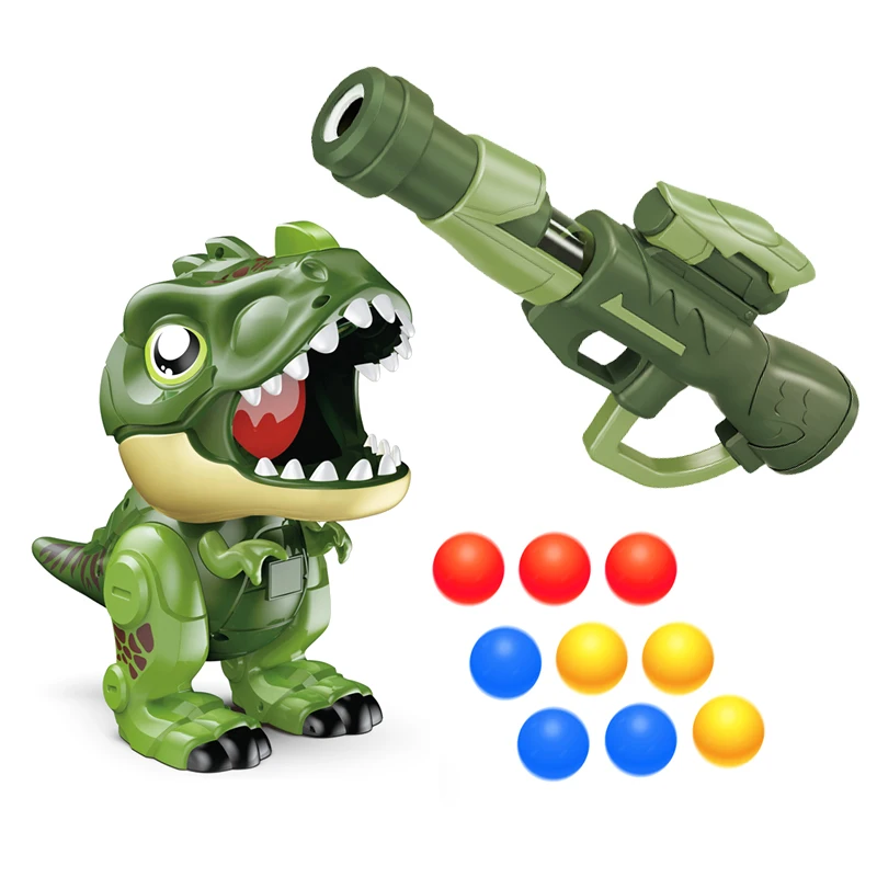 Kids small plastic ball shooting dinosaur target  toys gun 2023 popular with plastic soft bullet