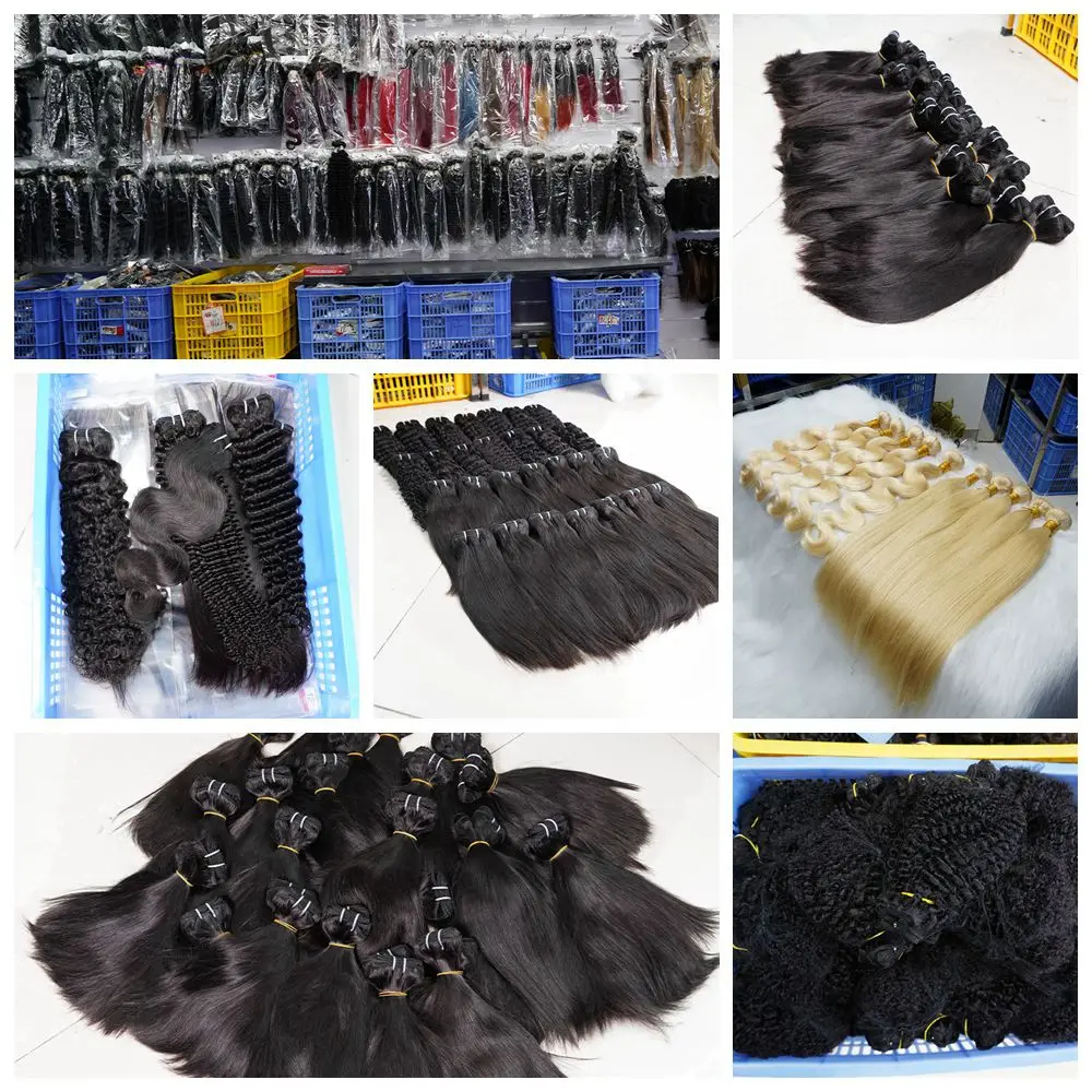 Unprocessed Vietnam Virgin Cuticle Intact Hair Bundle Vendors Bulk Double Drawn Weft Raw Indian Temple Human Hair Extensions