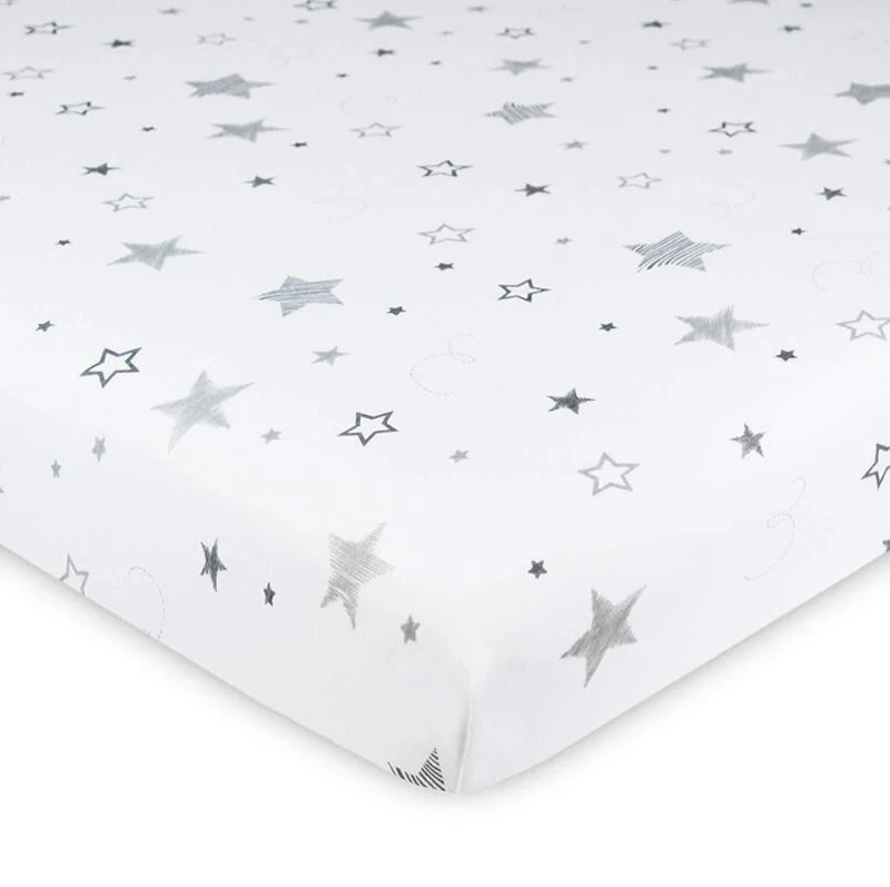 130x70cm Custom Printing Soft Breathable Muslin Cotton Baby Bed Cot Sheet Baby Fitted Crib Sheet