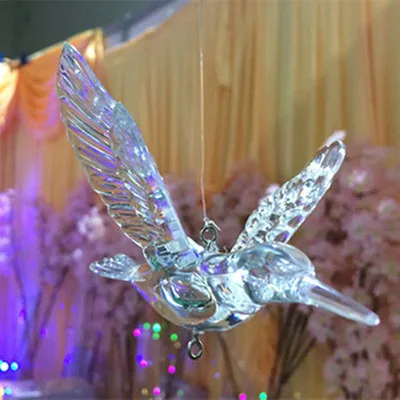 Beautiful Crystal Acrylic Birds Ceiling Hangings Hummingbird Home Wedding Decor 