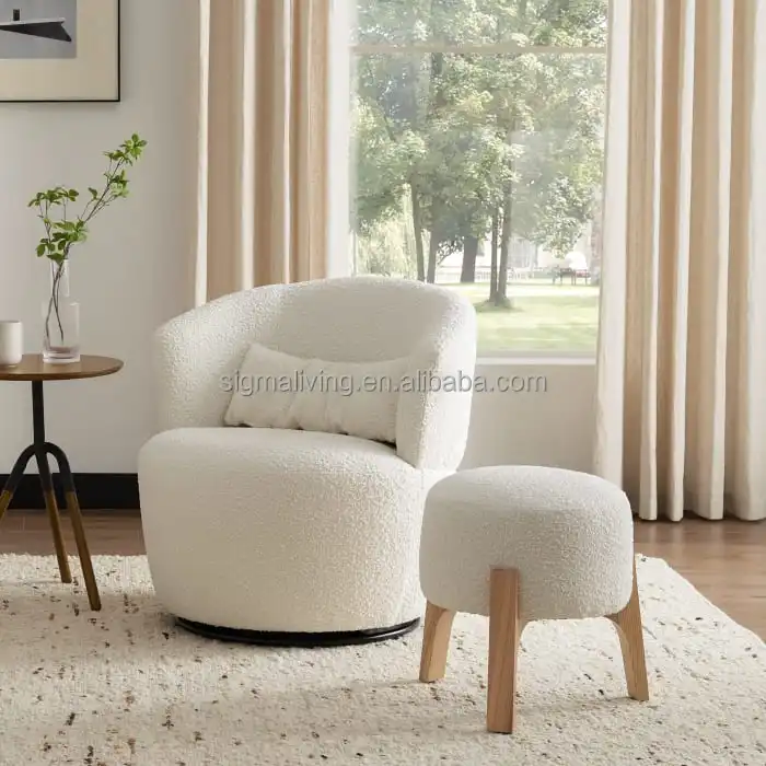 New indoor furniture wood base ottoman lovely high-quality living room armchair stool