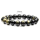 Bracelets Bangle TOP Natural Stone Gold Obsidian Beaded Stretch Protection Bracelets Bangle For Man Woman