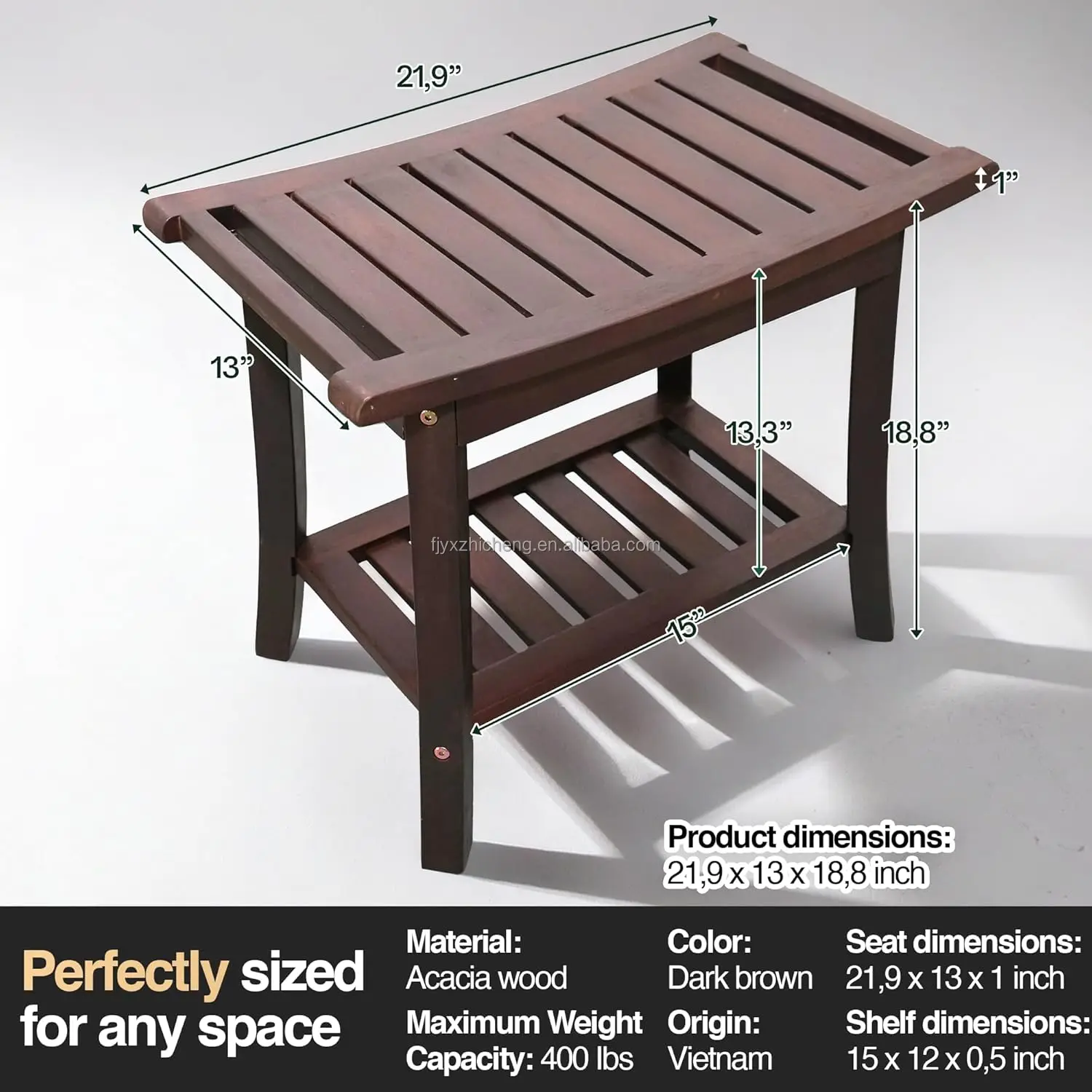 product durable non slip foot stool sealed wooden seat storage shelf home use shower chair bench bathroom furniture-2