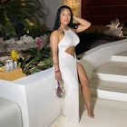 Lady Kliou K21D02665 Halter Hollow Out Lady Elegant Girls Solid Color Maxi Dresses Women
