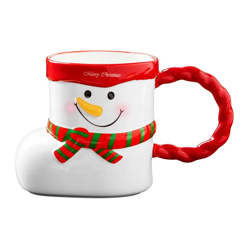 Hot Selling Customized Water Mugs Holiday Promotion Gift Christmas Colorful Santa Claus  Ceramic Cup Ceramic Christmas Mug