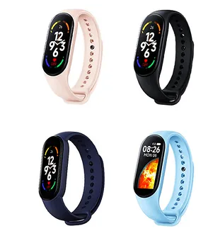 2022 Newest Dynamic Color Display M7M6 Sports Bracelet Heart Rate Monitor Active Sleep Monitor Ip67 Smart Watch Strap