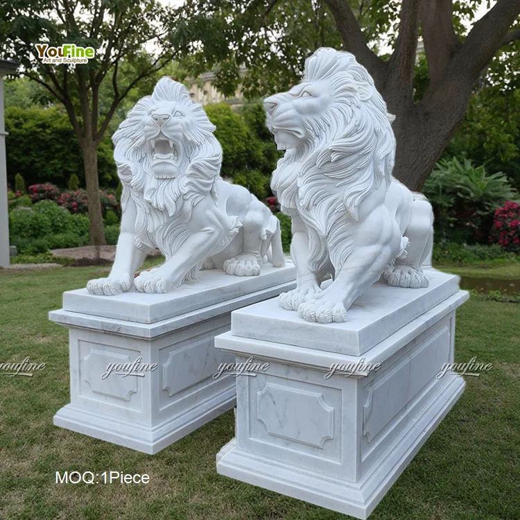 Life size natural stone marble lion statue sculpture stone for sale