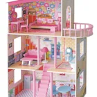Children Toy Classic Pretend Play Children Kids Wooden Large Big Doll House Toy Set With 7pcs Furnitures