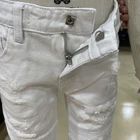 Wholesale Custom Children Trousers White Ripped Denim Boy's Clothes Distressed Pants Kids Jeans
