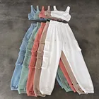 Pants 2 Piece Set Custom Logo Joggers 2 Piece Crop Top 2 Piece Pants Set 2021 Comfy Cotton Workout Womens