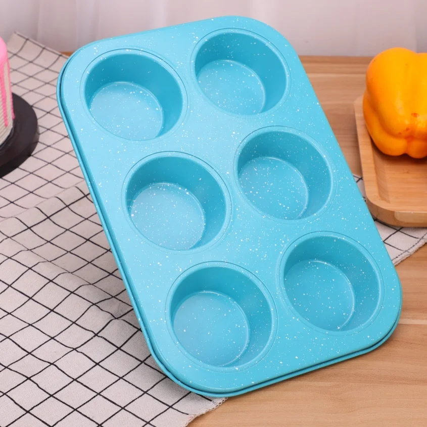wholesale 6 12 cavity colorful cup cake mold mafen cup bakeware cake pan non stick roasting ovenware carbon steel baking tray