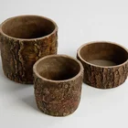 Wood Pot Planter Wood Flower Pot Vase Small Garden Wood Planter Balcony Use For Home Decor