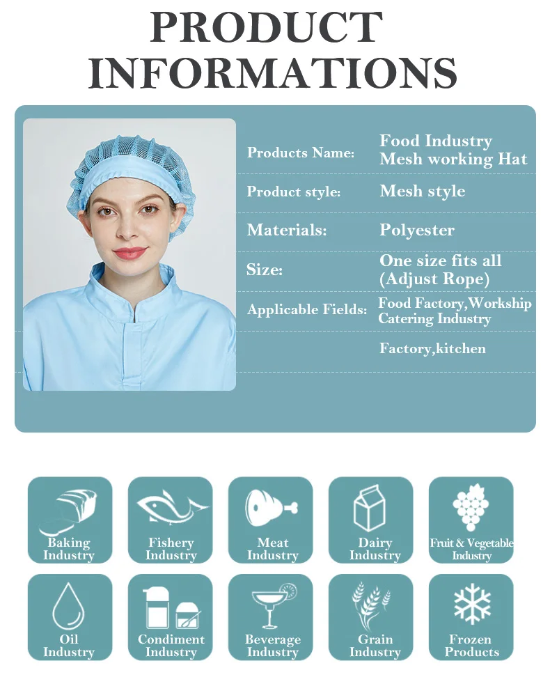 KL-3006 Polyester Mesh Hat with Adjustable Rope for Food Factory and Workshop - Dust Proof Mesh Style Cap