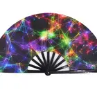 Hand Fan Folding Hand Fan Holographic Good Vibes LARGE 66cm Hand Made Folding Fan Perfect For Festivals