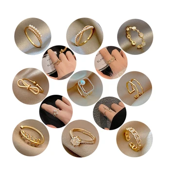 Wholesale Amazon Hot Selling Gold Plated Stainless Steel Copper Men Women Adjustable Wedding Jewelry Engagement Couple Ring