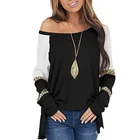 2021 Popular Leopard Multicolor Stitching Loose Long Sleeve T-Shirt Top Women's New