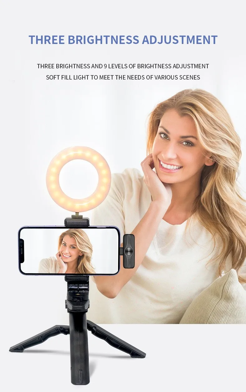 Vlog Kit Desktop Stand With Fill Light And Wireless Lavalier Microphone