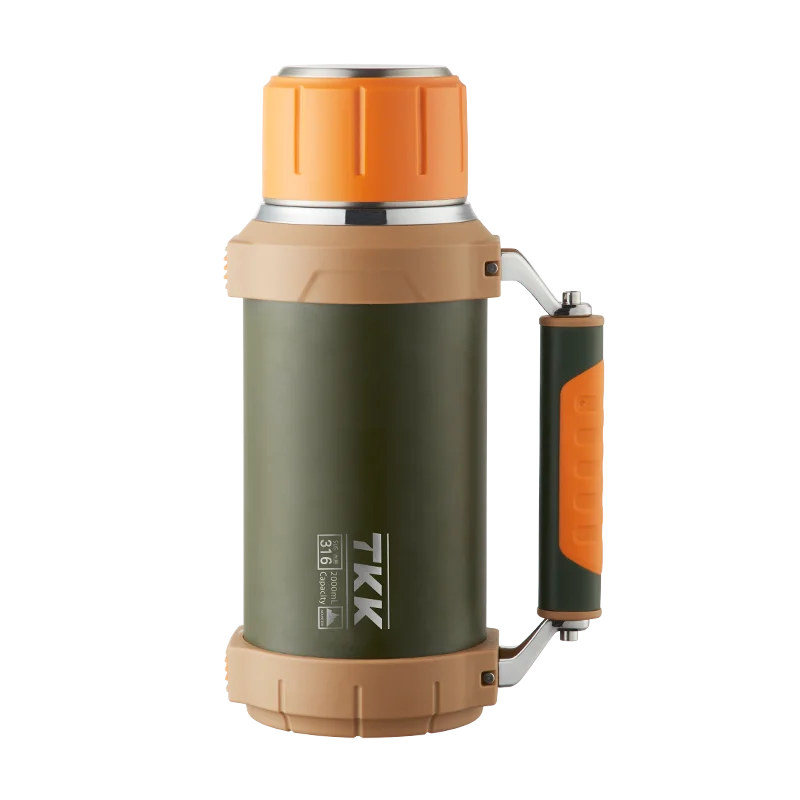 Classic Insulated Thermos Water Bottle Flask With Cup Stainless Steel Double Walled Vacuum Bottle 64 OZ 2L For Outdoor Camping