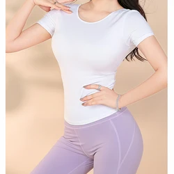 Comfortable casual breathable fitness t shirt sport shirt yoga clothes seamless yoga set