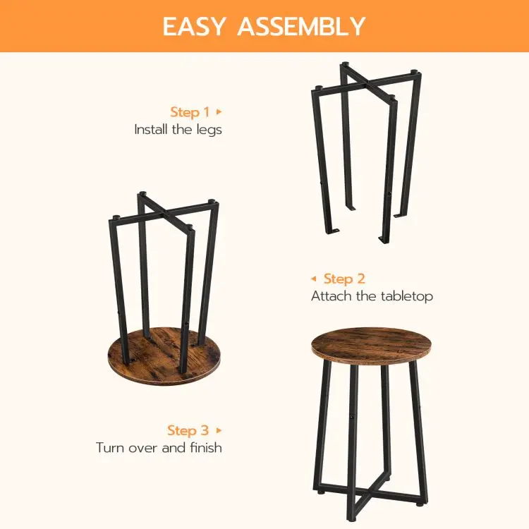 Wholesale Industrial Style Rustic Round Side End Table Round Accent Wooden Side Table Nightstand with Storage for Living Room