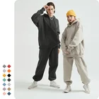 Cotton Hoody Unise Fleece French Terry Cotton Hoody Sets Blank Plain Men Hoodies Sweatpants