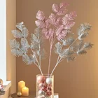 Glitter New Design 70cm High Home Decoration Artificial Christmas Artificial Glitter Leaf Pick
