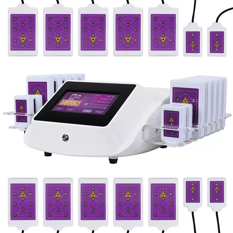 Professional Laser Lipo Machine With 14 Lipolaser Pads For Sale 2 TECHNICAL SPECIFICATIONS <ul> <li>Power: 250W</li> <li>Voltage: 100V/110V/220V</li> <li>Screen Size: 7 inches</li> <li>Laser lipo Power: 100mw/pcs</li> <li>Laser handles: 10 L laser pads + 4 S laser pads</li> <li>Laser Wavelength: 635-650nm</li> <li>Package Size: 50*39*41 cm</li> <li>Package Weight: 16 kg</li> <li> <div>ReturnPolicy: <b class="magic-5"><span style="color: #2196ed;">30 Days Money back guarantee</span></b> <a href="http://skintechx.com/refund_returns" data-sm="true">Return Policy</a></div></li> <li> <div>ShippingDetails: <b class="magic-5"><span style="color: #2196ed;">FREE SHIPPING fast delivery</span></b> <a href="https://skintechx.com/shipping-policy" data-sm="true">Shipping policy</a></div></li> </ul> Professional Laser Lipo Machine With 14 Lipolaser Pads For Sale