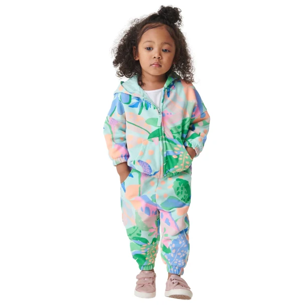 OEM or ODM custom kids clothing hoodies and pants children girls outfits allover print cotton kids jogger sets girls