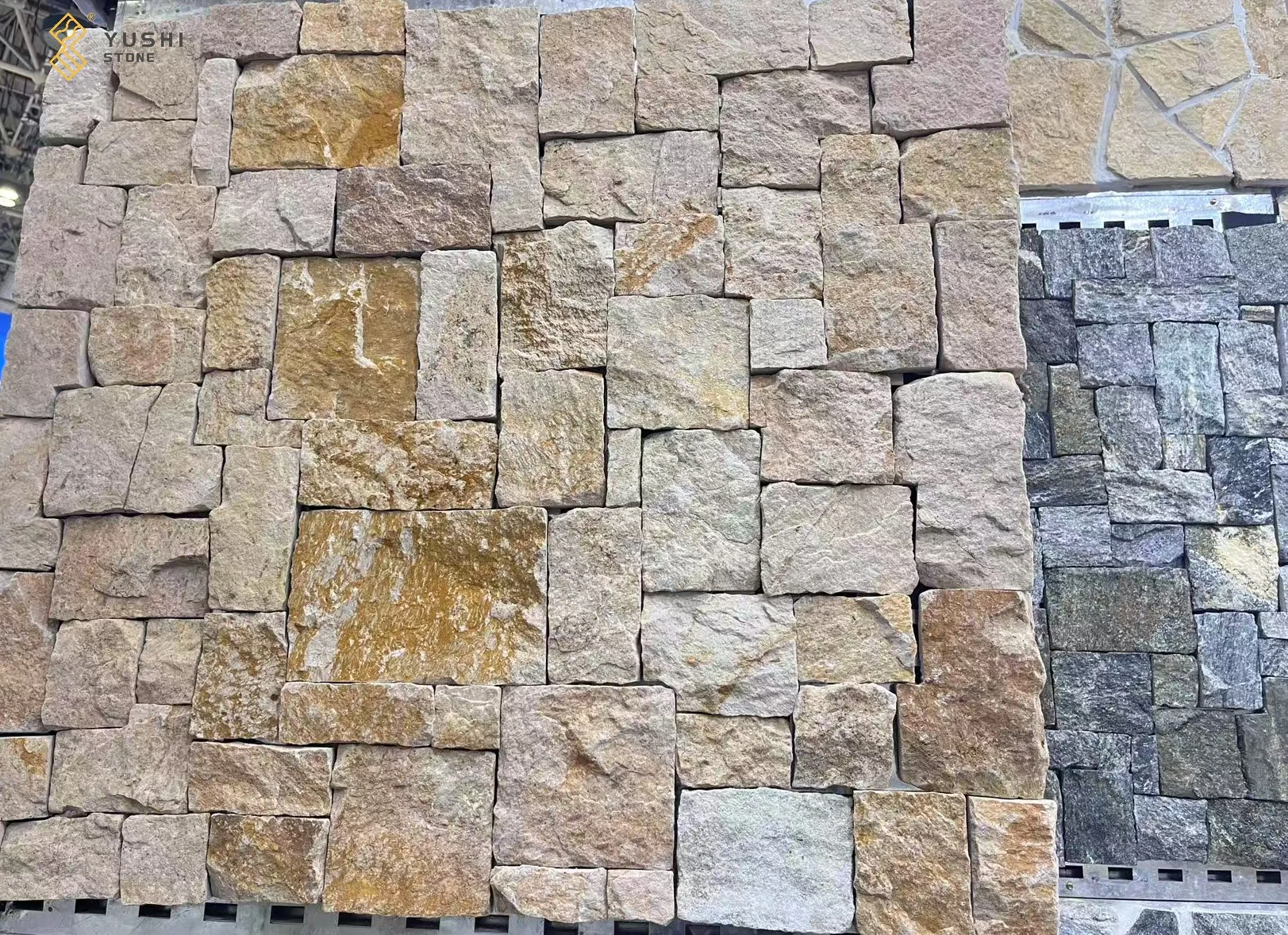 YUSHI Exterior Wall Culture Stone Random Shape Panels Natural Slate Stone Wall Cladding details
