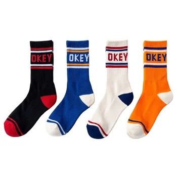 Manufacturer Direct Sale Personality Cozy Warm Hip Hop Street Style Custom Letter Socks logo Ribbed Crew socks