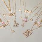 Cross Factory Wholesale Cross Letter Pendant Necklace Fashion Multi-layer Butterfly Necklace
