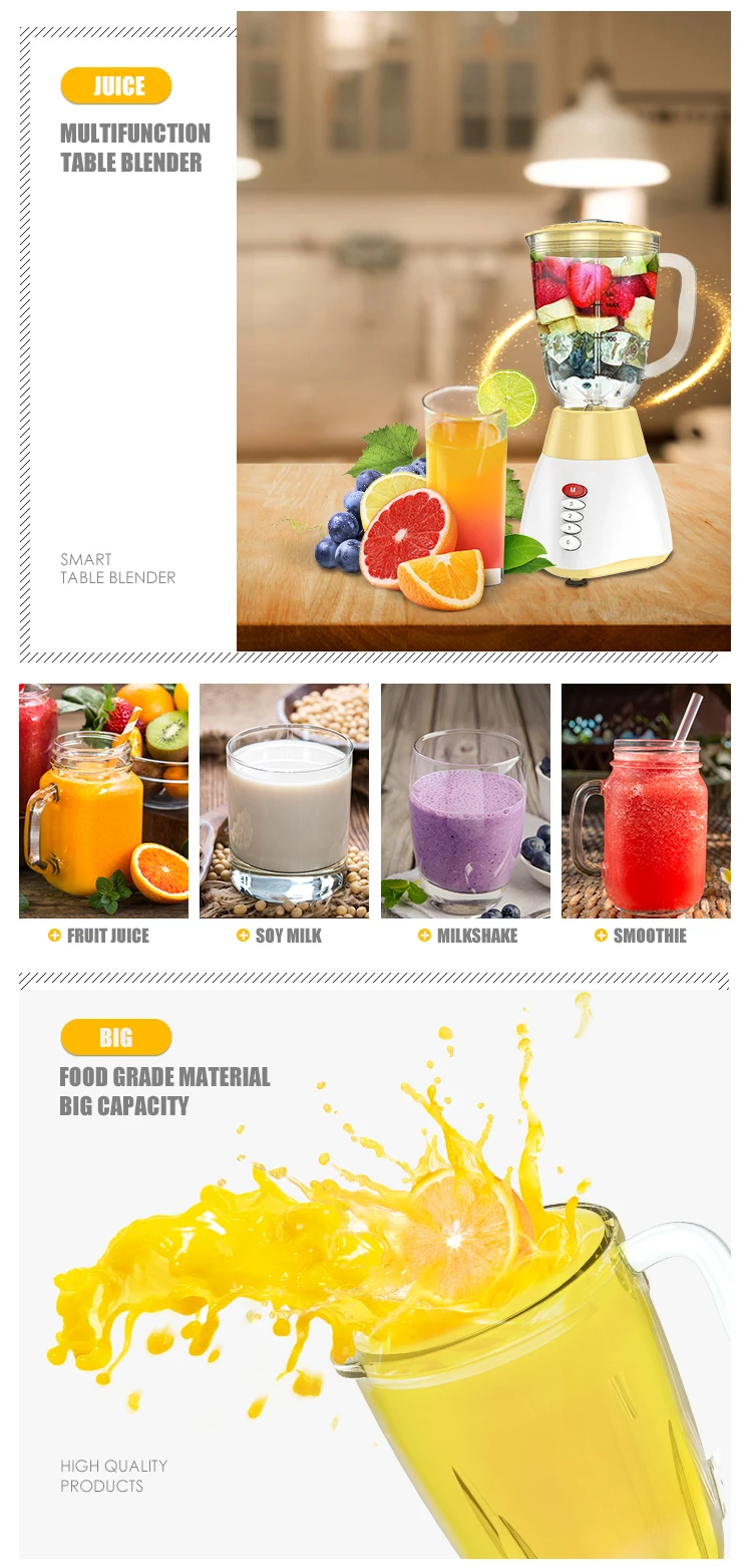 Processador de alimentos 2 em 1 Licuadoras 1,5L para uso doméstico Moedor manual e liquidificador de smoothie
