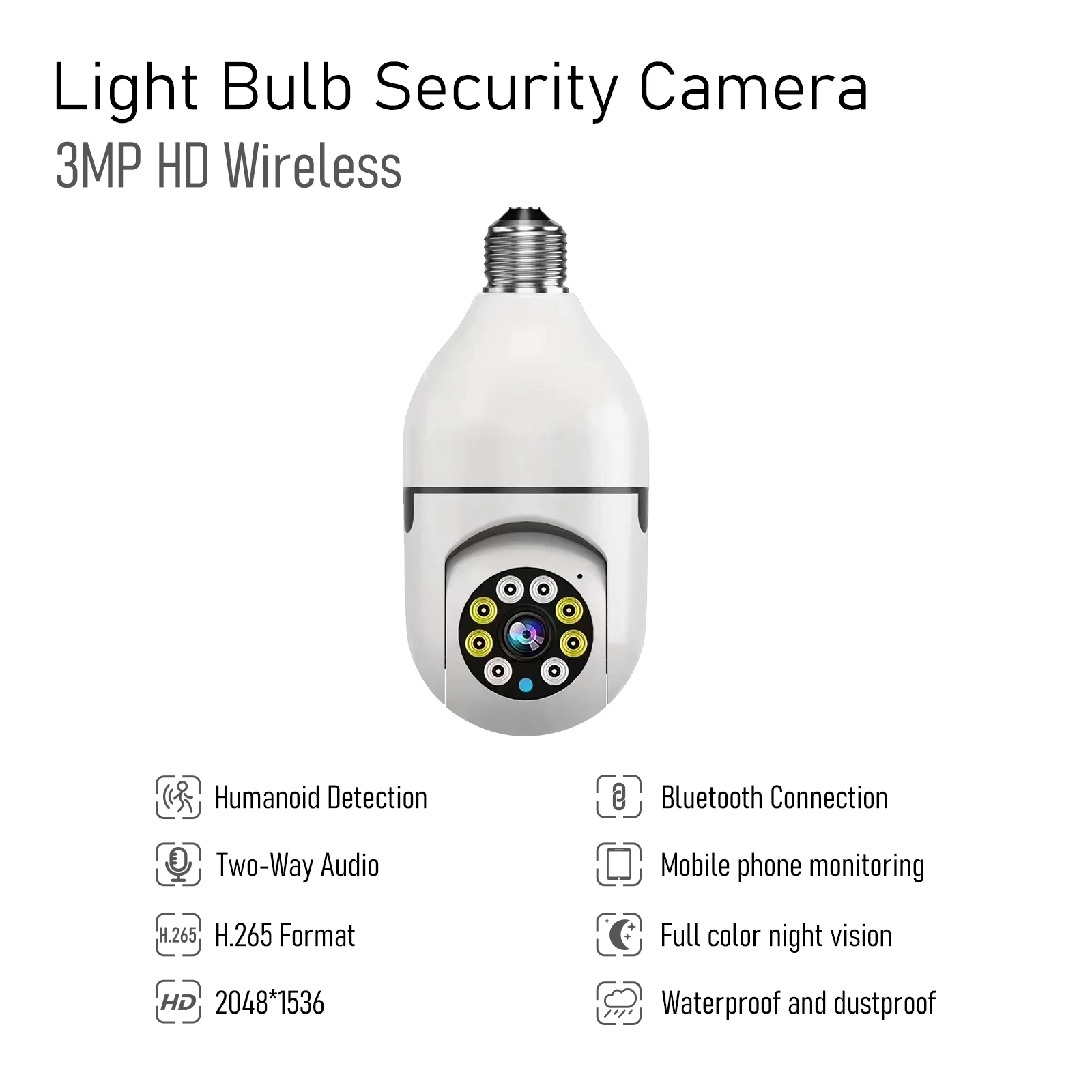 2024 Indoor V380 Pro App Ip E27 Socket Cctv Ptz Night Vision Light Wireless Wifi V380pro Dome