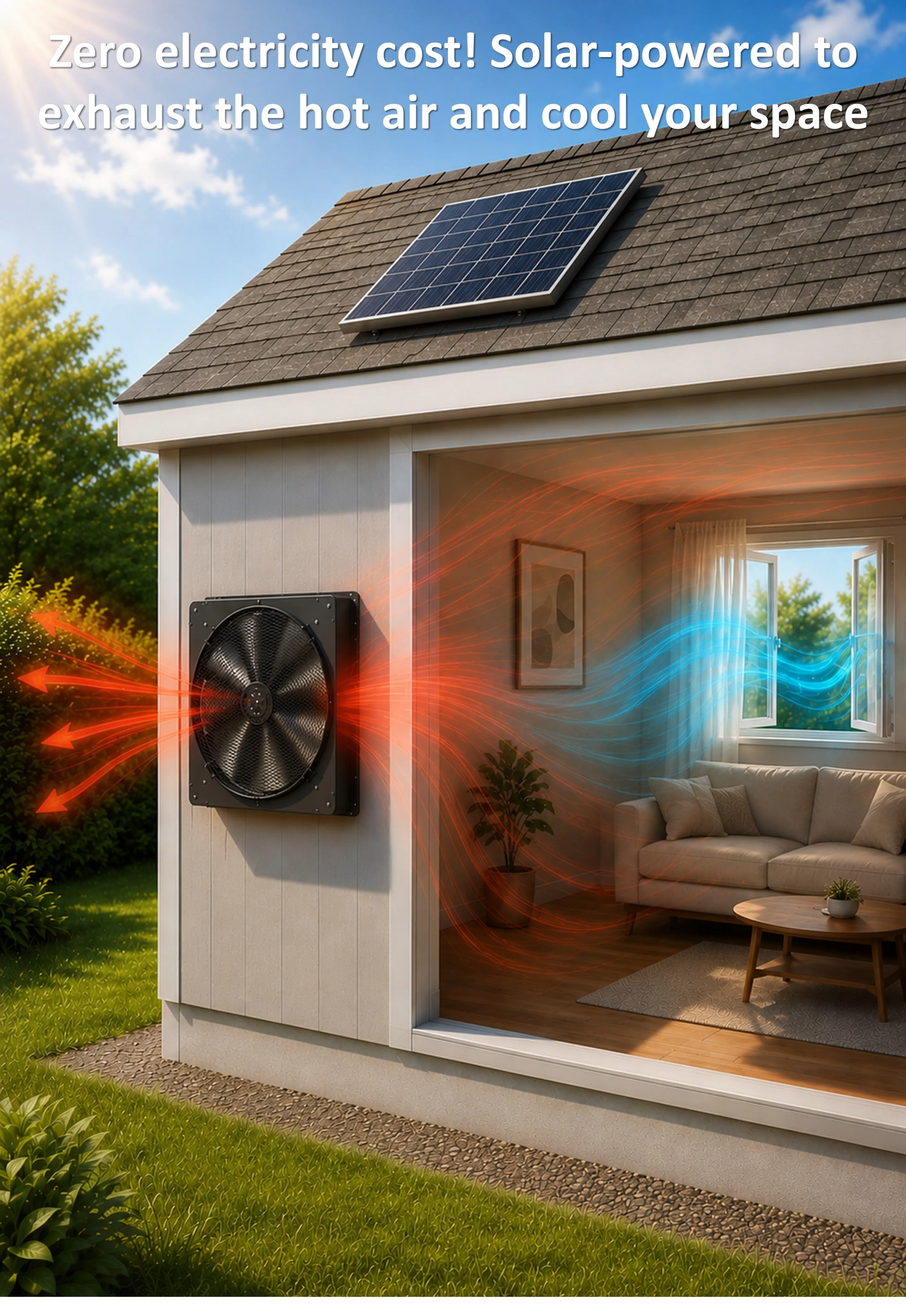 Solar Attic Fan, 60W, Wall, 24V - detail 2
