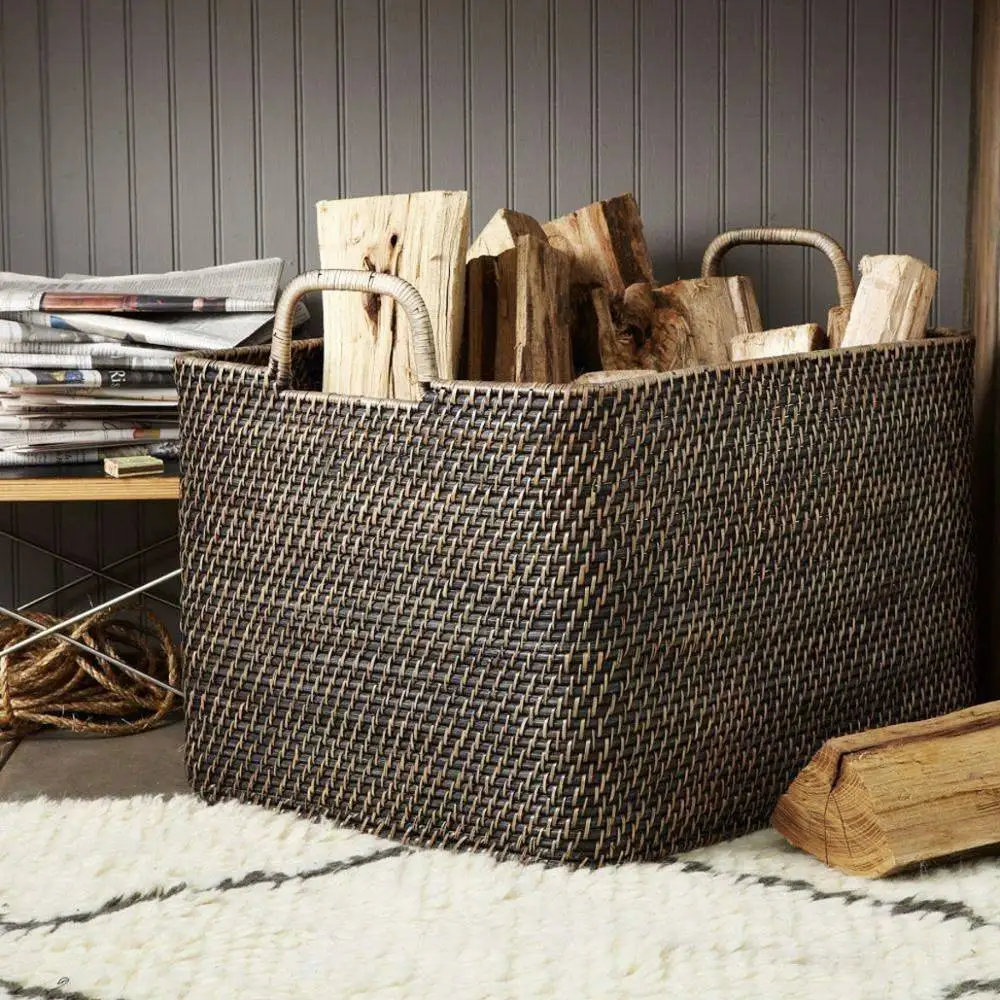 wholesale cheapest handmade square rattan bicycle basket , woven rattan plant basket